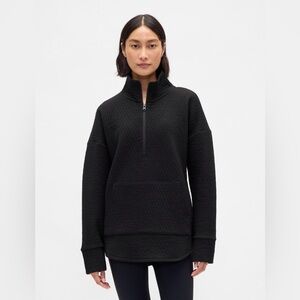 NWT Gap quilted half zip pullover black XS oversized